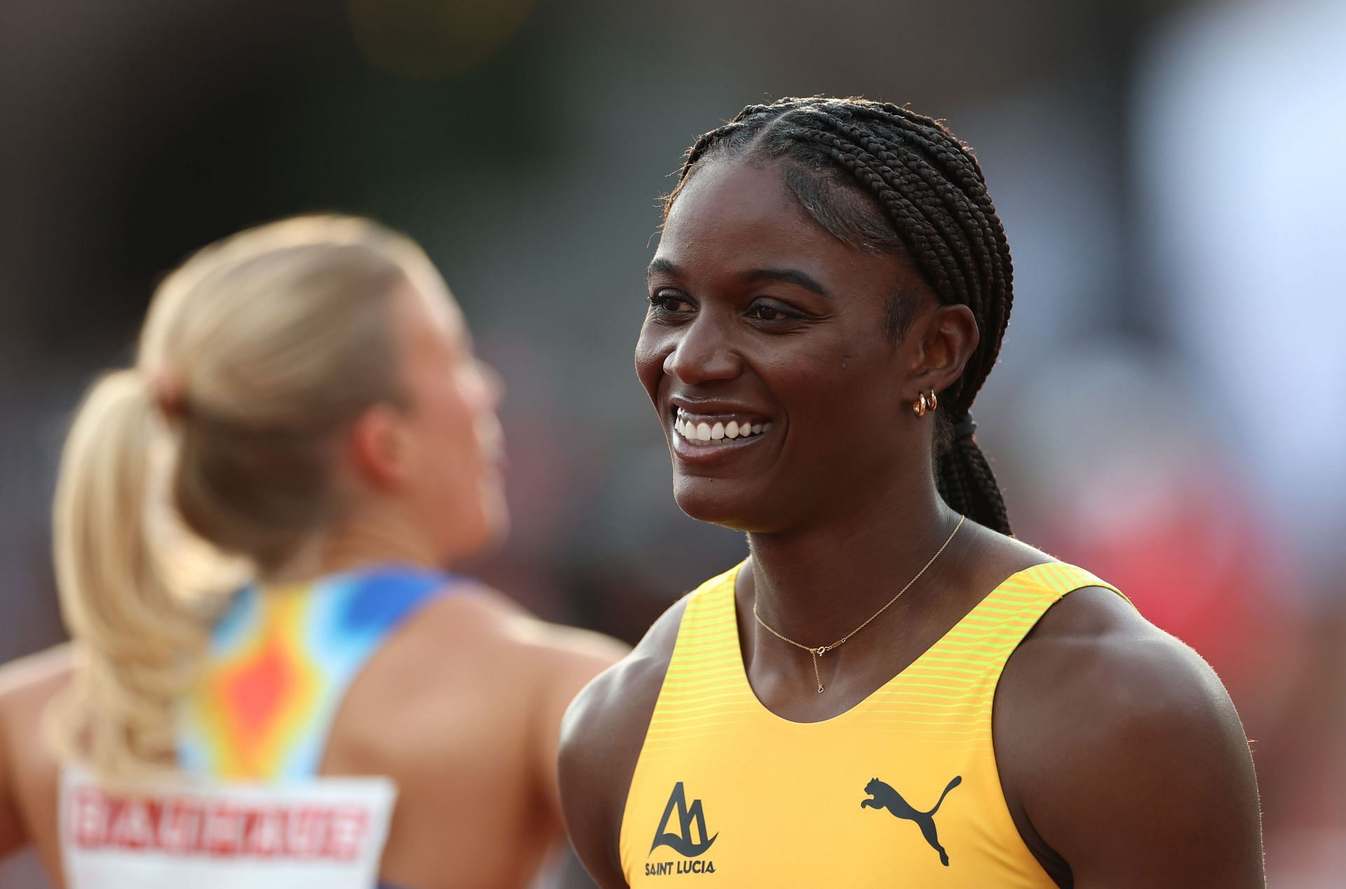 Julien Alfred at a 2025 Diamond League meet - Source: Getty